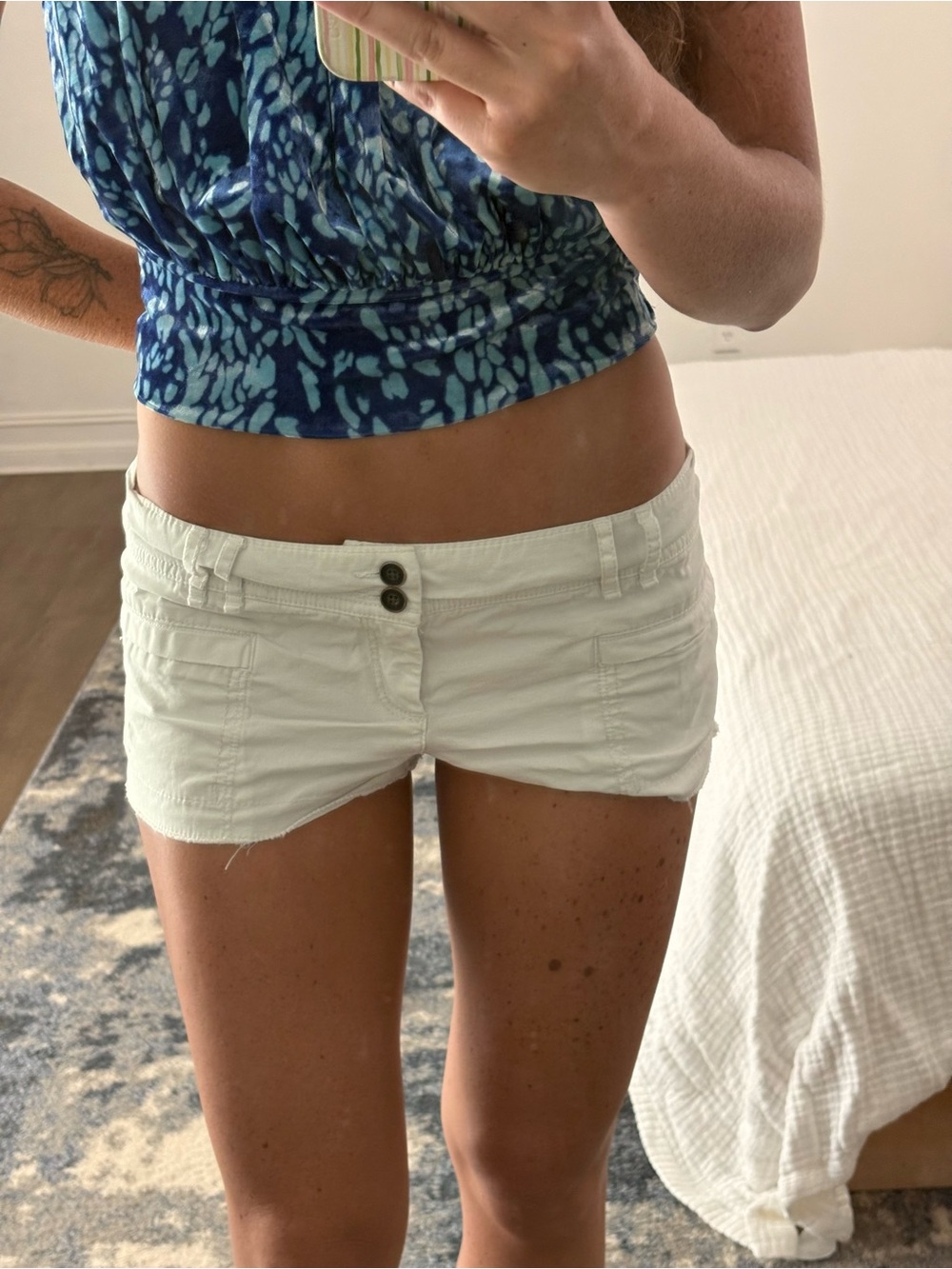 Abercrombie and fitch White Low-Rise Denim Shorts